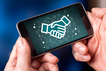 Business partnership concept on a smartphone