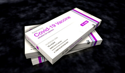 Covid-19 Vaccine pack production 3d illustration