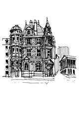 Vector sketch of old Birmingham Post office.