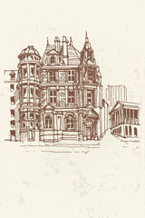 Vector sketch of old Birmingham Post office.