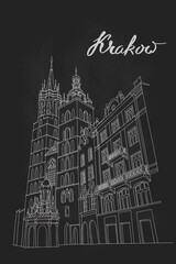 Fototapeta premium vector sketch of St. Mary's Church, Krakow, Poland.