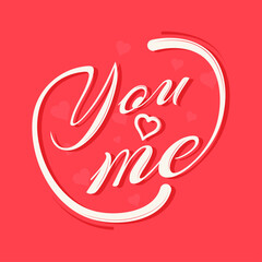 Calligraphy Of You Love Me On Red Background.