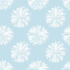 Sky Blue Floral Brush strokes Seamless Pattern Background