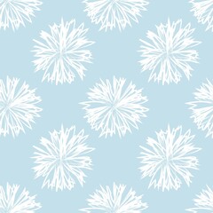 Sky Blue Floral Brush strokes Seamless Pattern Background