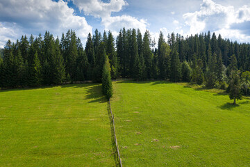 Aerial view of some mountain farm gardens and lawns in the middle of summer during a beautiful day shot in Romania Bucovina © Dragoș Asaftei