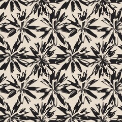 Fototapeta premium Brown Floral Brush strokes Seamless Pattern Background