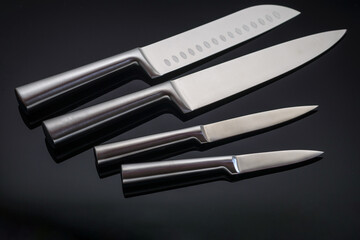 Knives on a black background