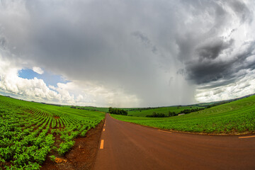 rural landscape. rain and storm