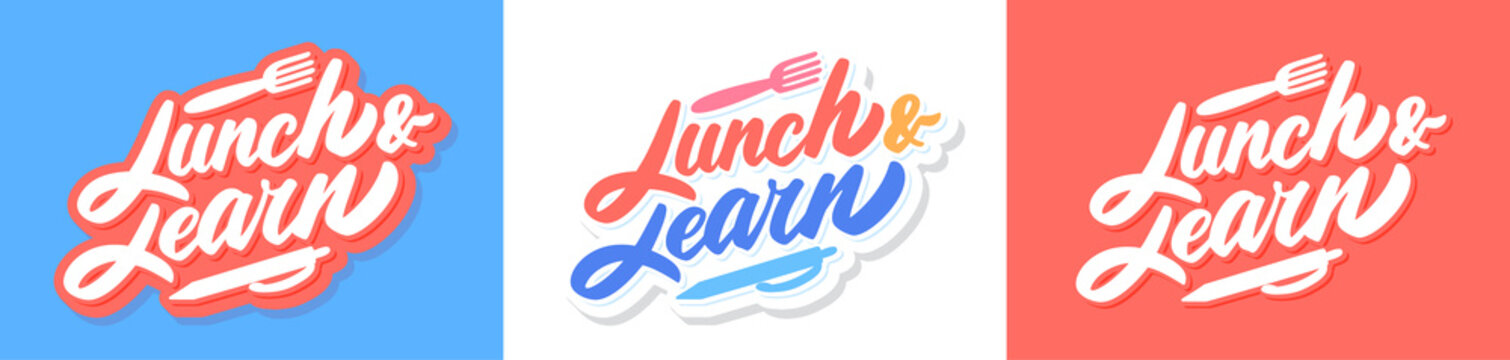 Lunch and learn. Vector lettering banners.