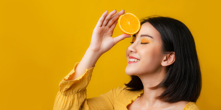 Fashion makeup cosmetic orange concept.
