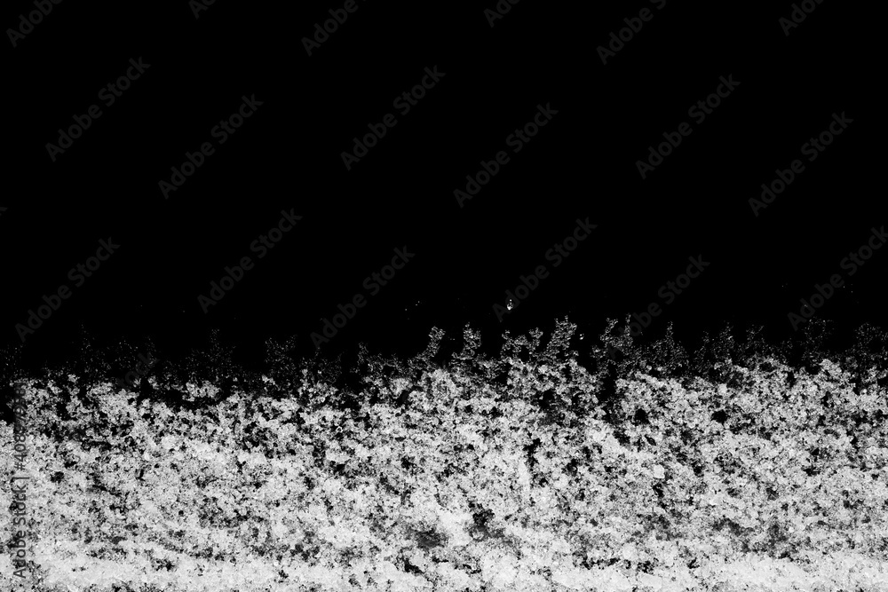 Poster snow isolated on black background. winter elements for design