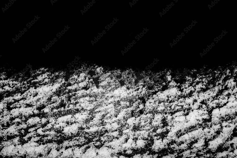 Poster snow isolated on black background. winter elements for design