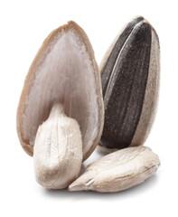 Sunflower seeds on white background
