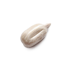 Peeled sunflower seed on white background