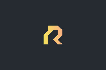 Minimal Modern Abstract Letter R Dark Background Logo Template