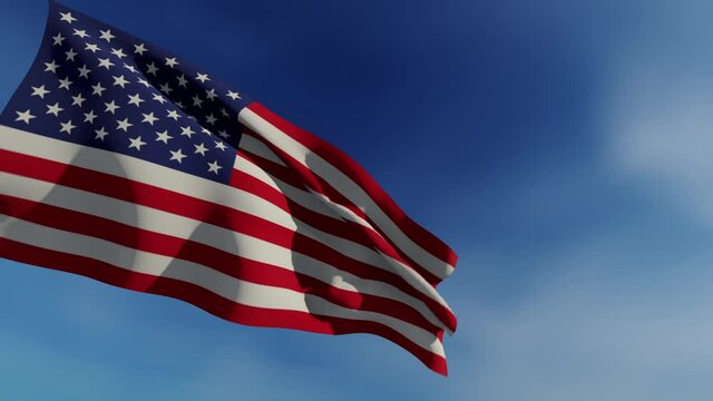 US flag waving against blue sky, Luma Matte attached