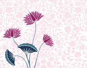 water lily, wedding card design, royal India	