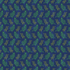 green and yellow plant leaves seamless print