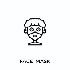 face mask icon vector. medical mask sign symbol for modern design. Vector illustration	