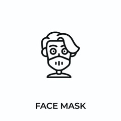 face mask icon vector. medical mask sign symbol for modern design. Vector illustration	