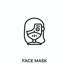 face mask icon vector. medical mask sign symbol for modern design. Vector illustration	