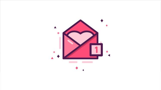 Valentines Day Envelope. looped HD video animation. Holiday footage with alpha channel. Cute pink colors. Stock video