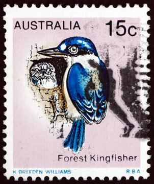 Postage stamp Australia 1979 forest kingfisher, bird
