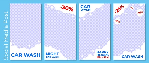 Set vector illustrations social media post car wash
