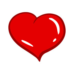Red vector heart. Handmade illustration. Love and romance symbol for valentine's day, birthday, wedding, invitations, holidays.