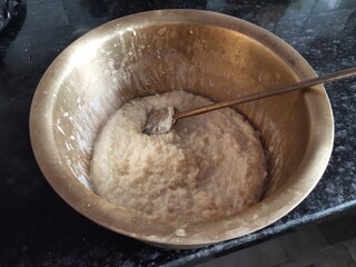 holy offerings, holy, religious, cooking, brass vessel, sugar and rice, boiling milk, rice pudding, sweet dish, indian food, healthy food, sweet rice, creamy, milky, cooked, asian, indian, sweet, dess