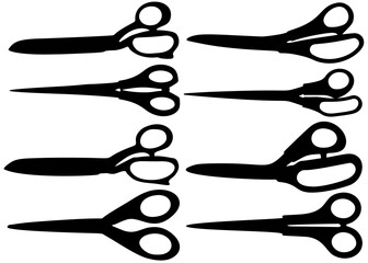 Tailors scissors set. Vector image.