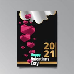Abstract Valentine's Day page design for web and print, with heart and stars