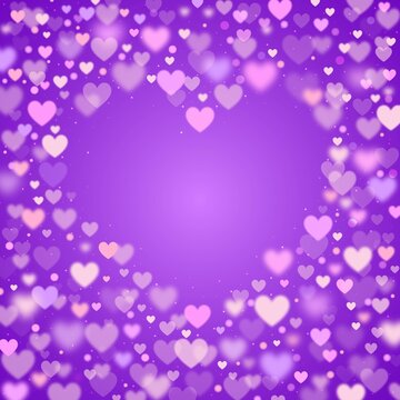 Purple Valentine Heart Frame Background 