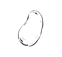 Hand drawn vector abstract exotic tropical ink graphic drawing fruit mango illustration icon isolated on white background.Healthy lifestyle concept