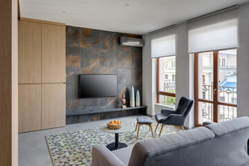 guest room in a modern apartment, modern design of the living room