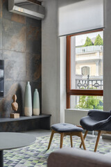 guest room in a modern apartment, modern design of the living room