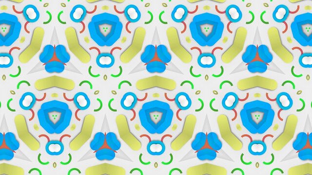Abstract colorful ornaments pattern with 3D symmetrical shapes effect background design