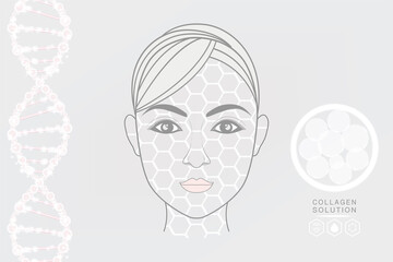 Hyaluronic acid skin solutions ad, white collagen serum drop with cosmetic advertising background ready to use, illustration vector.