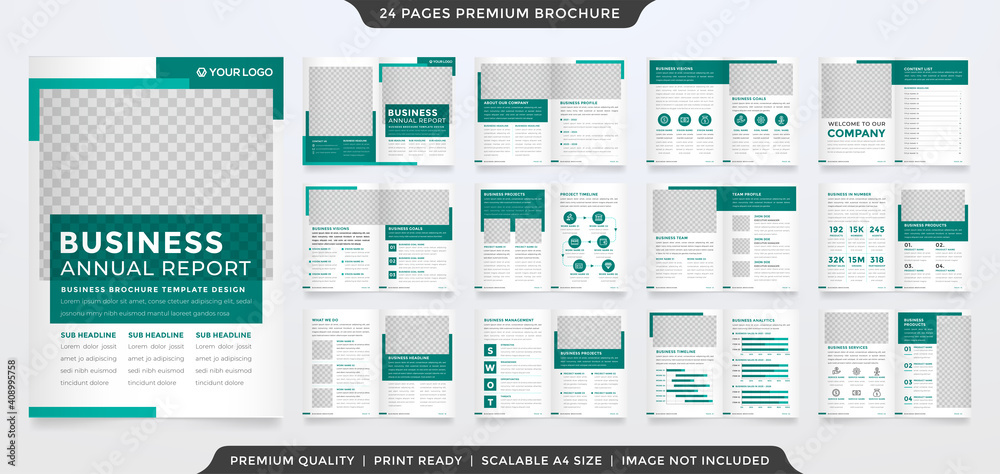 Wall mural set of a4 bifold brochure template design with minimalist style and clean layout concept use for bus