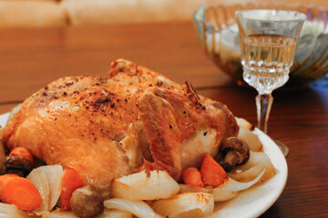 roasted chicken with vegetables in the holiday season