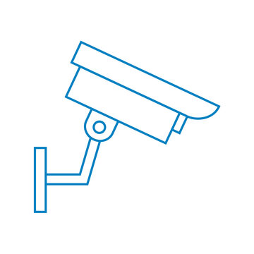 &Uuml;berwachungskamera Videokamera - Icon, Symbol, Piktogramm - Kontur - blau 
