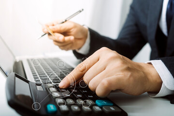 Digital marketing media in virtual screen.businesswoman hand working with mobile phone and modern...