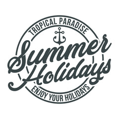 Summer emblem vector. Summer holidays labels.