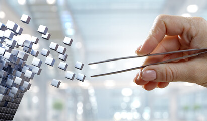 Glowing cubes. Innovation and creativity concept