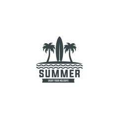 Obraz premium summer surfing logo, emblem, badge, label, mark