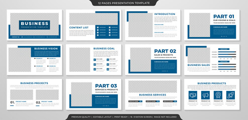 Fototapeta na wymiar business presentation layout template design with clean concept and minimalist style use for business presentation and company profile