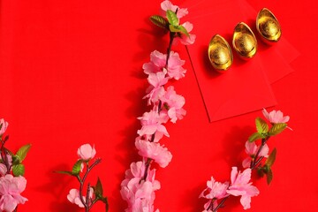 Chinese New Year Spring festival decorations a red background
