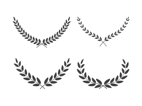 Set of wide laurel wreaths vectors of different shapes isolated on white background