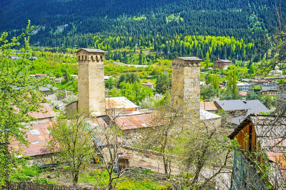 Canvas Prints The neighboring towers of Mestia, Georgia