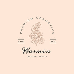 Obraz premium Abstract Flowers Vector Signs or Logo Templates. Retro Floral Illustration with Classy Typography. Feminine Logo. Modern Logo Template for florist, photographer, fashion blogger, design studio.
